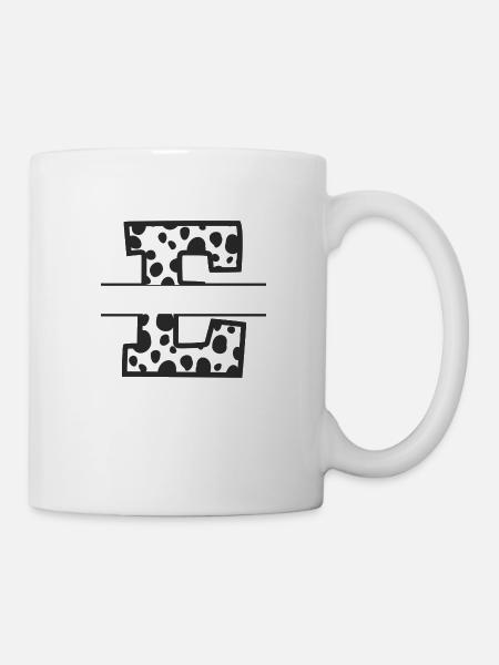 Buchstabe e benutzerdefiniertes Kuhmuster - Tasse - Weiß