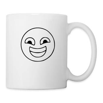 Emoji sketch rire noir - Mug blanc - blanc - Droite