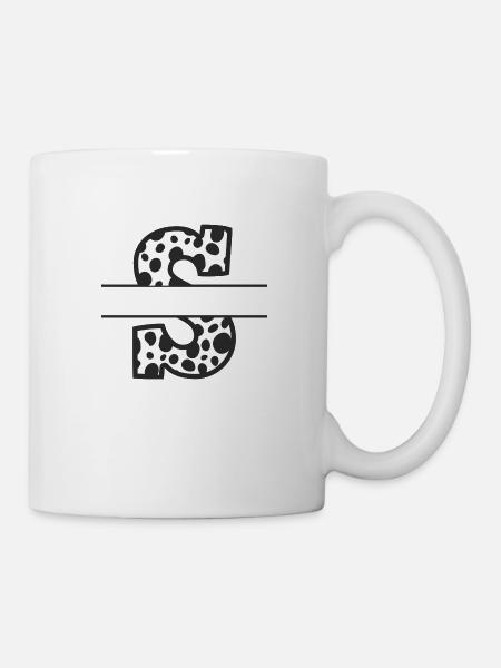 Personalisierte Kuhmusterbuchstaben - Tasse - Weiß