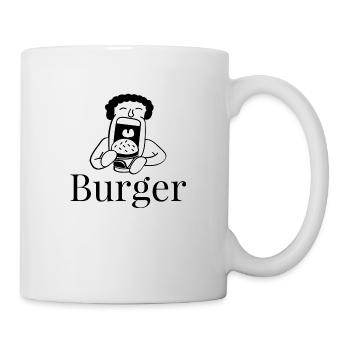 Burger essen - Tasse - Weiß - Rechts