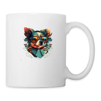Les hipsters chihuahua avec des lunettes de soleil tendance - Mug blanc - blanc - Droite
