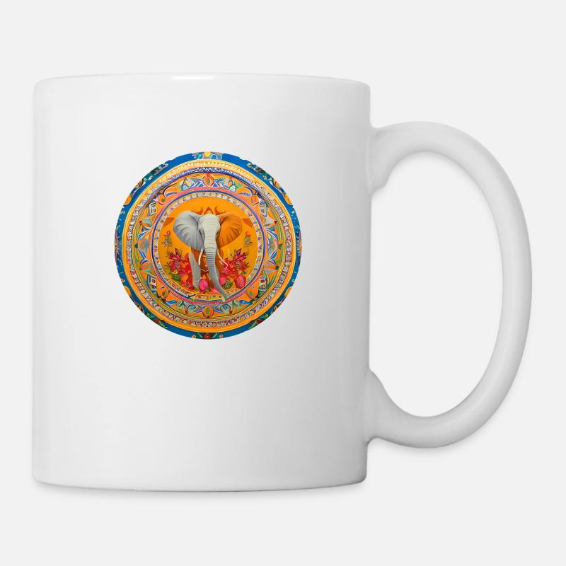 Elephant Boho Design dans l’art numérique - Mug blanc - blanc