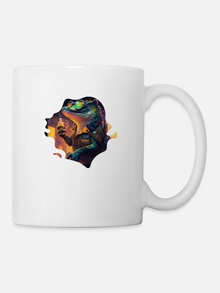 Krokodil-Mecha im Steampunk-Cyborg-Stil - Tasse - Weiß