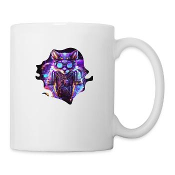 Mecha Wolf with neon lights and glasses - Mug - white - Right