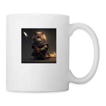 Chat samouraï avec épée - Mug blanc - blanc - Droite