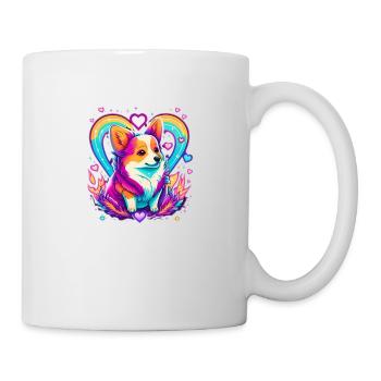 Kawaii Corgi Neon Liebe - Tasse - Weiß - Rechts