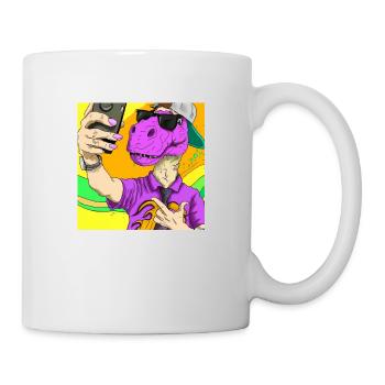 Cooler Dinosaurier macht Selfie Geschenk - Tasse - Weiß - Rechts