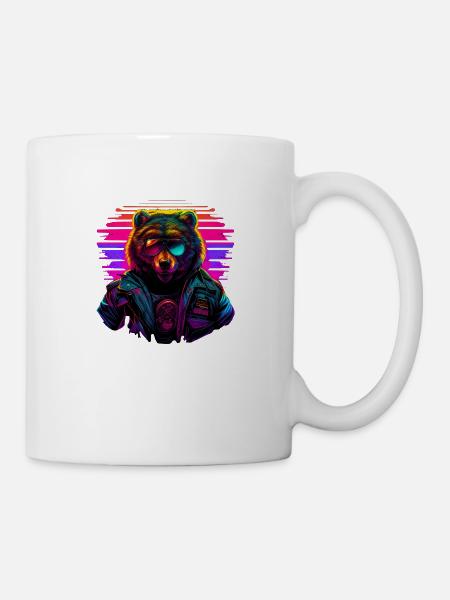 Retro Emblems - Animal - Pilot Bear - Mug - white