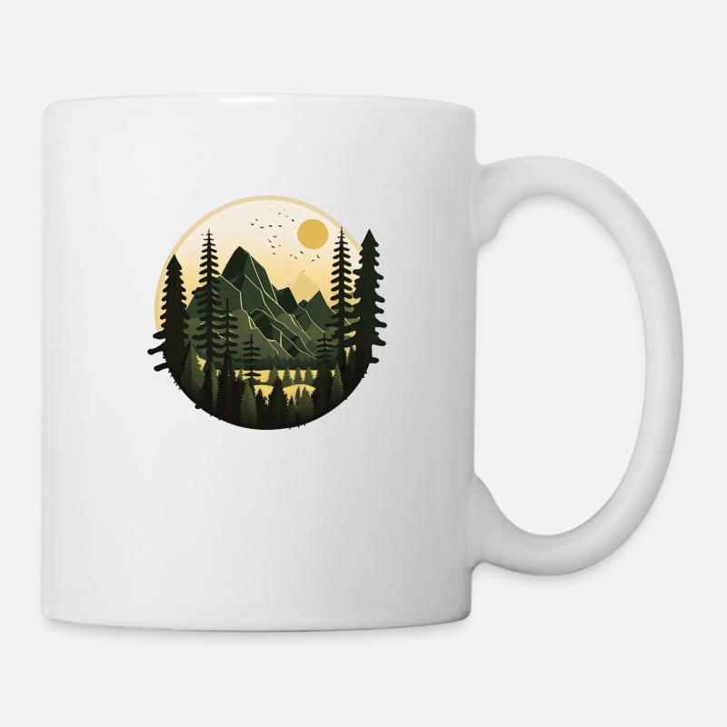 mountains, sea, sun, nature, hiking, beach, forest - Mug - white