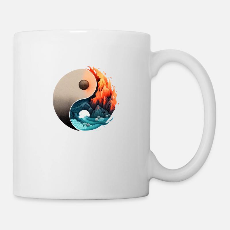 Ying Yang - Water vs Stone in fire - Mug - white