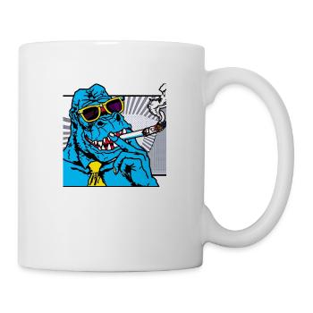 Dino fumant un cigare V3 cadeau - Mug blanc - blanc - Droite