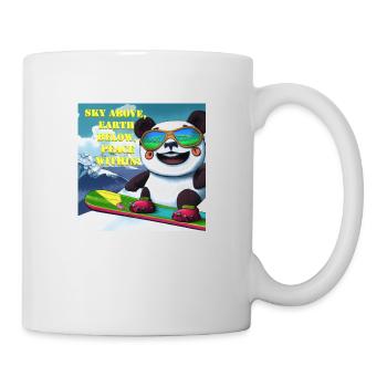 Panda on Snowboard Variant 1 Text - Mug - white - Right