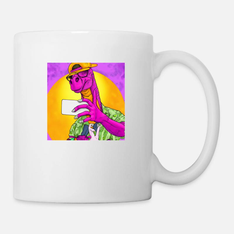 Dinosaur makes Selfie V4 gift - Mug - white