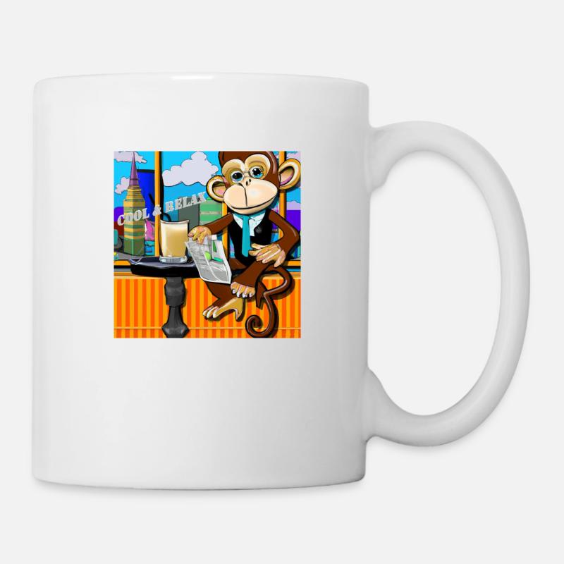 Singe frais dans le cadeau du café - Mug blanc - blanc