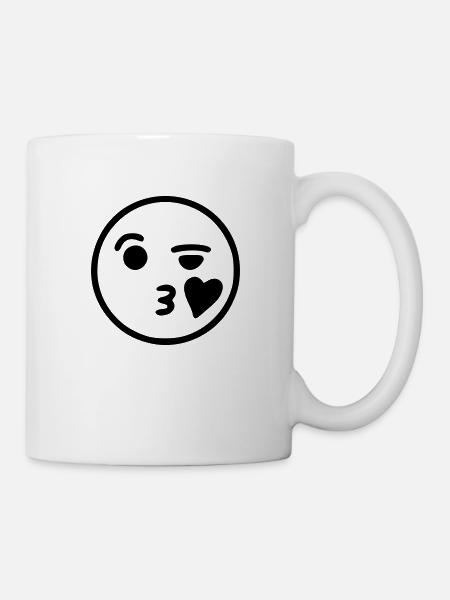 Emoji sketch kiss noir - Mug blanc - blanc