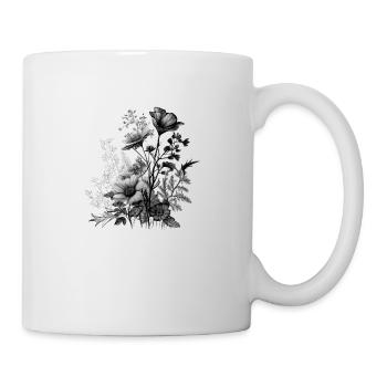 Croquis noir de fleurs sauvages - Mug blanc - blanc - Droite