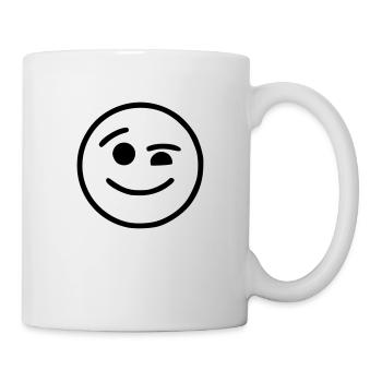 Emoji Skizze zwinkern schwarz - Tasse - Weiß - Rechts