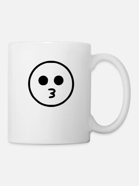 Emoji sketch kiss black - Mug - white
