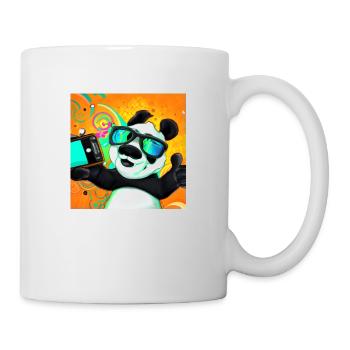 Lustiger Panda macht Selfie Geschenk - Tasse - Weiß - Rechts