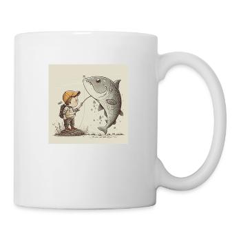 Kleiner Junge angelt Geschenk - Tasse - Weiß - Rechts