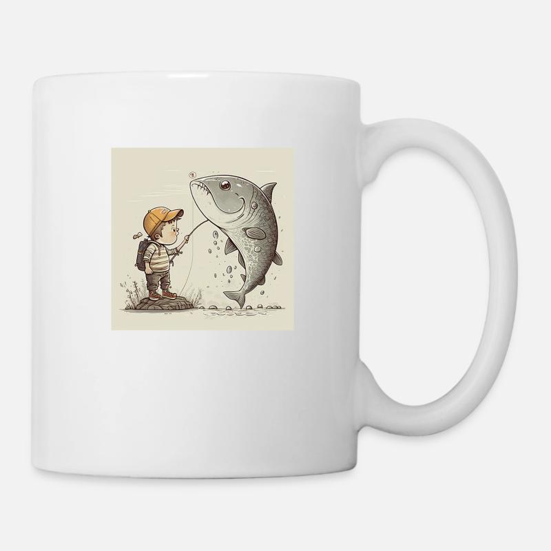 Little boy catches gift - Mug - white
