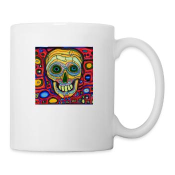 Colored background with skull - Mug - white - Right