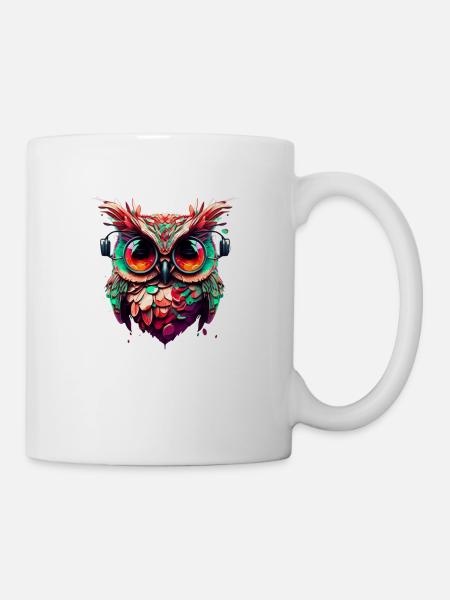 Eulemit extrem großen Augen als Illustration - Tasse - Weiß