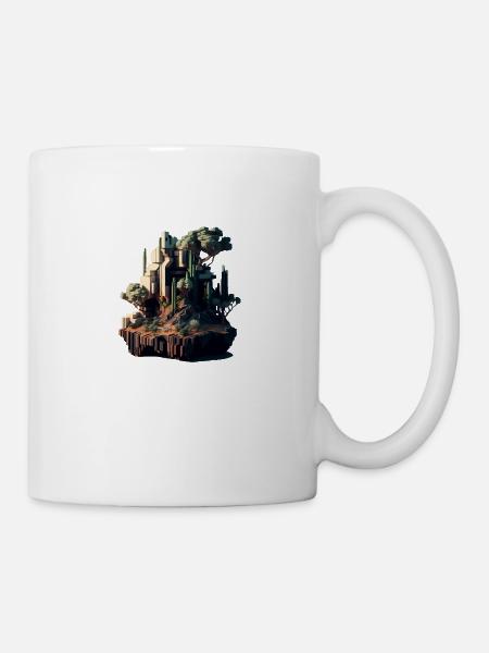 Voxel futuristische Landschaft - Tasse - Weiß