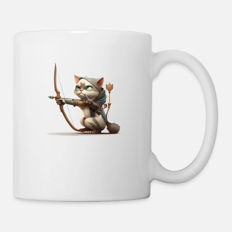 Miko die Katze im Bogenschießen - Tasse - Weiß