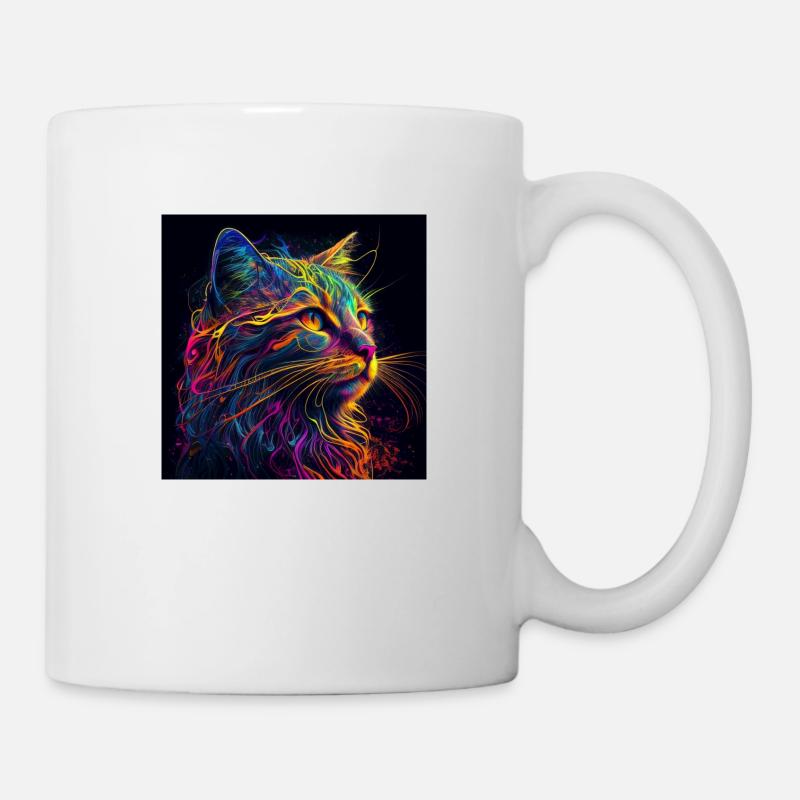 Bunte Katze, farbiges Design - Tasse - Weiß