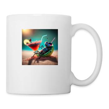 Chillige Fliege am Strand mit Cocktail - Tasse - Weiß - Rechts
