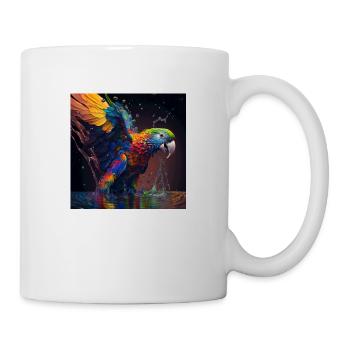Farbiger Papagei, einzigartiges Design - Tasse - Weiß - Rechts