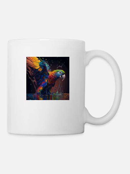 Farbiger Papagei, einzigartiges Design - Tasse - Weiß