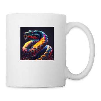 Farbige Schlange, einzigartiges Design - Tasse - Weiß - Rechts