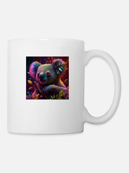 Farbiger Koala, einzigartiges Design - Tasse - Weiß
