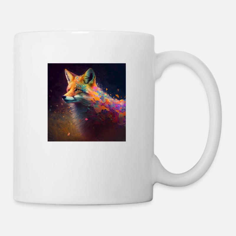Farbiger Fuchs, einzigartiges Design - Tasse - Weiß