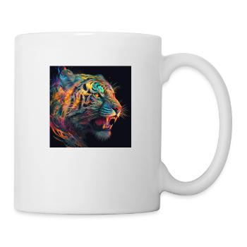 Farbiger Tiger, einzigartiges Design - Tasse - Weiß - Rechts