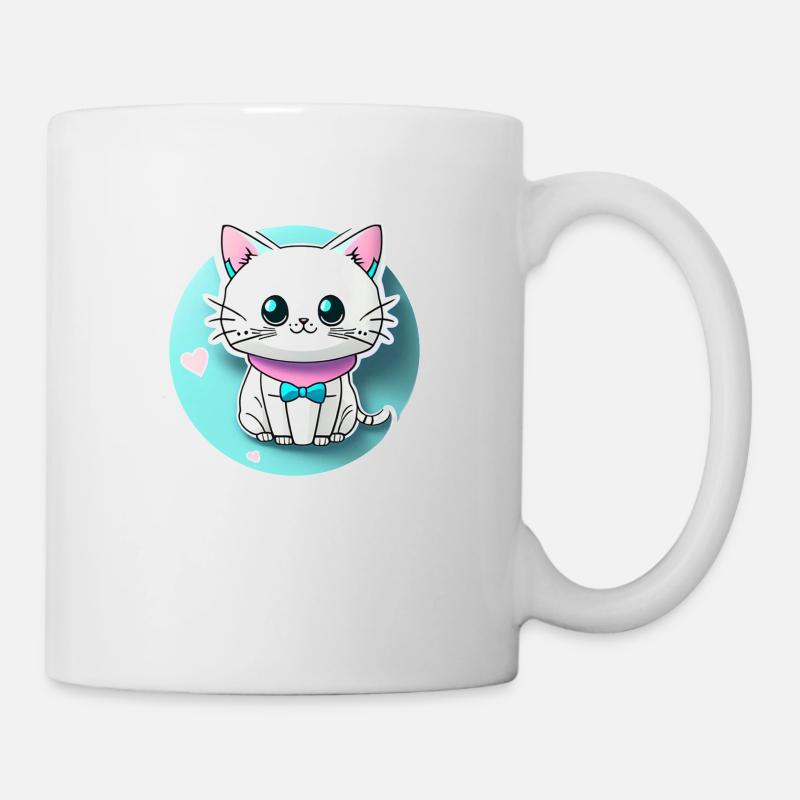 chat kawaii - mignon - manga - japon - Mug blanc - blanc