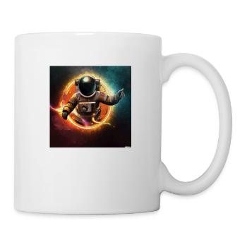 Futuristischer Feuerwehrmann-Astronaut im Orbit - Tasse - Weiß - Rechts