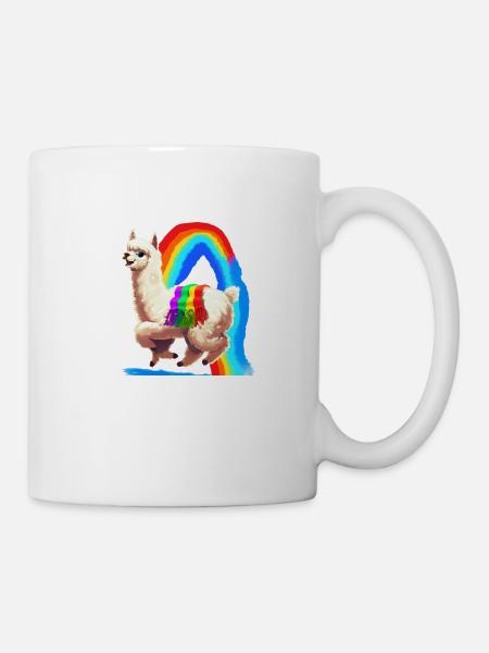 Alpaga arc-en-ciel - Mug blanc - blanc