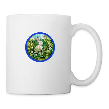 Hase mit Blümchen - Tasse - Weiß - Rechts