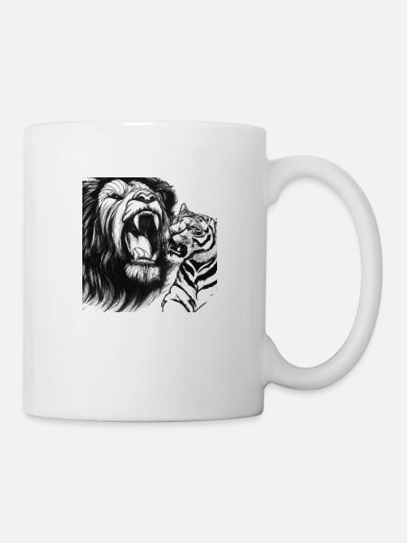 Löwe & Tiger - Tasse - Weiß