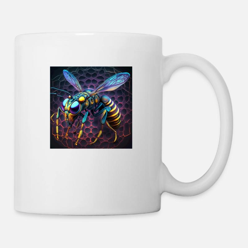Farbige Wespe, einzigartiges Design - Tasse - Weiß
