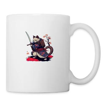 chat samouraï - Mug blanc - blanc - Droite