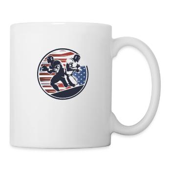 American Football - Spieler - Logo - Touchdown - Tasse - Weiß - Rechts
