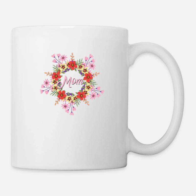 Mama - mit Blumen - Tasse - Weiß