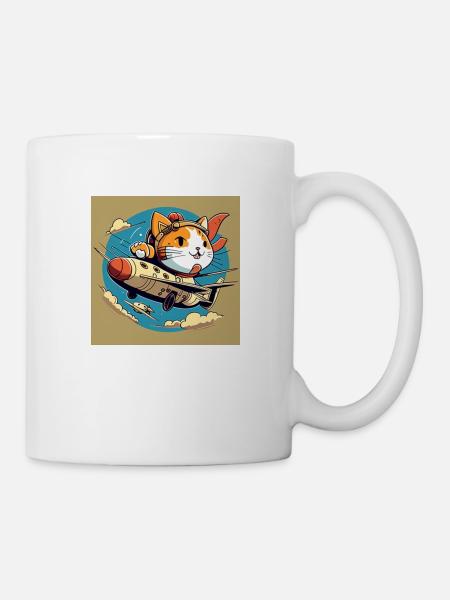 Cartoon chat volant - Mug blanc - blanc