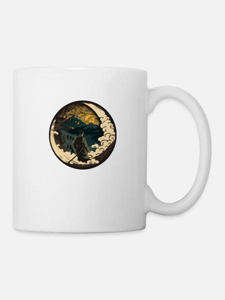 No 7 : Art Japonais Samouraï Fighter Ukiyo_e Style - Mug blanc - blanc