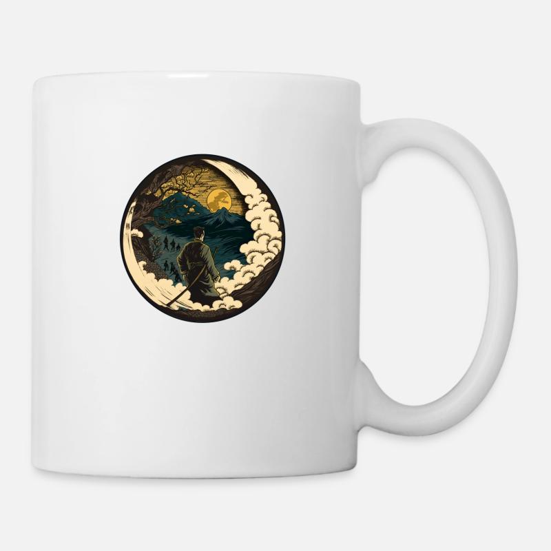 No 7 : Art Japonais Samouraï Fighter Ukiyo_e Style - Mug blanc - blanc