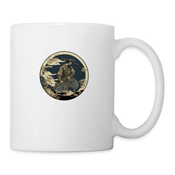 Nr. 11 : Japanischer Kunst-Samurai-Kämpfer Ukiyo_e Stil - Tasse - Weiß - Rechts